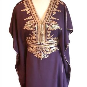 Moroccan Kaftan Embroidered Maxi Dress
